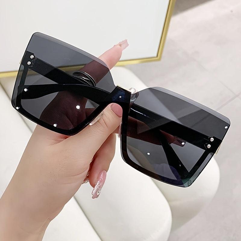 Women's Semi-Rimless Gradient Fashion Sunglasses Metal Frame for Beach and Travel