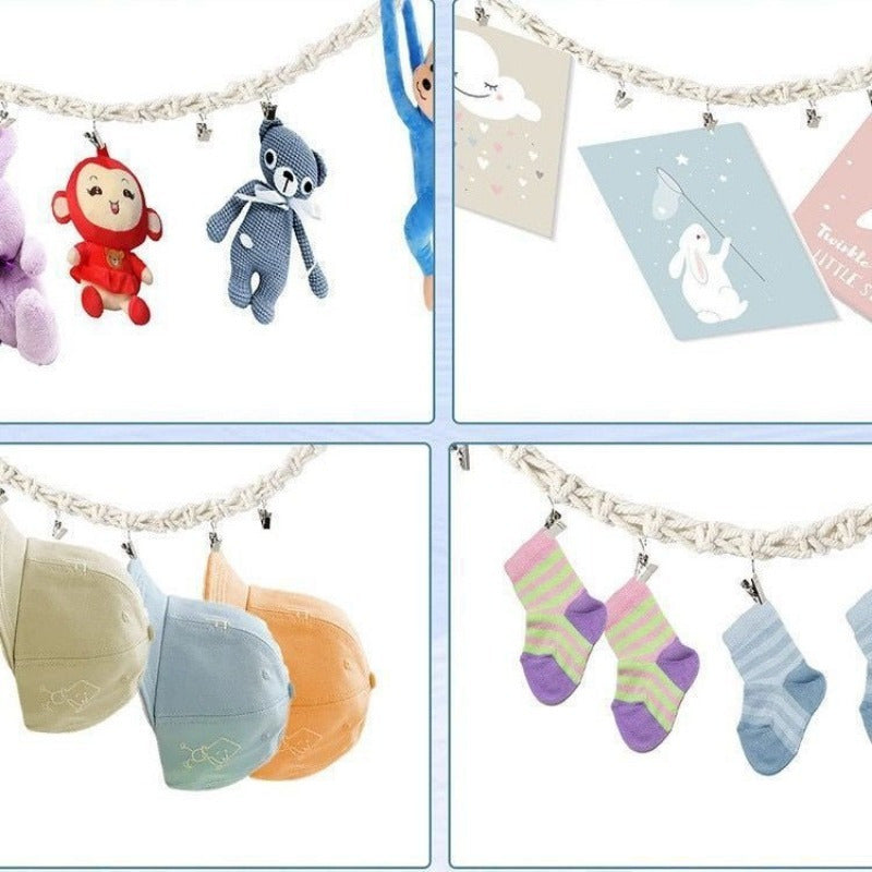 Tog'ora bilan osilgan tasma bilan to'quv yumshoq to'radan yasalgan sumka saqlash, uyda kiyim, shlyapa va paypoqlarni tartibga solish uchun mukammal.