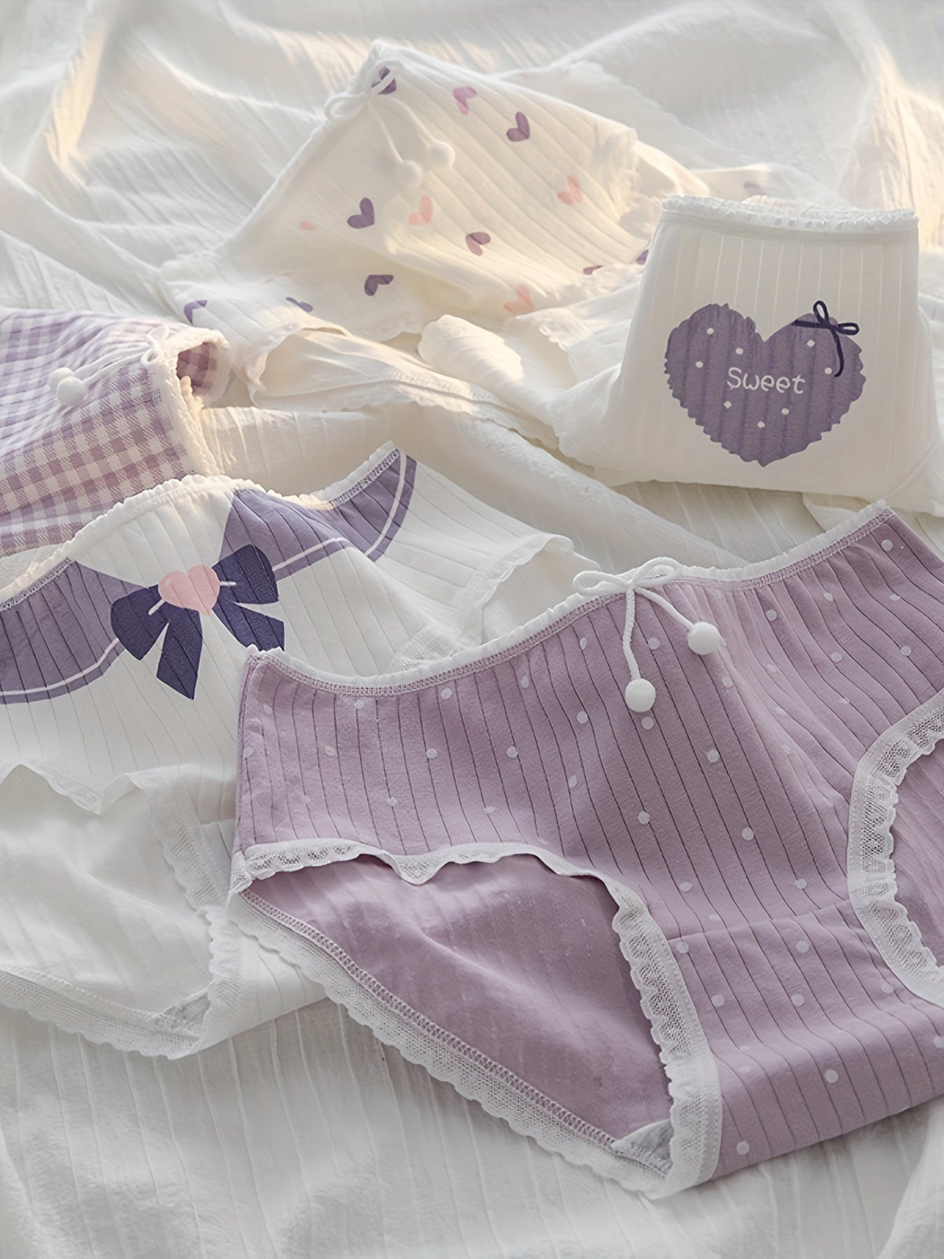 Women's Cotton Seamless Allover Print Briefs 5-Pack Breathable Comfortable Lingerie