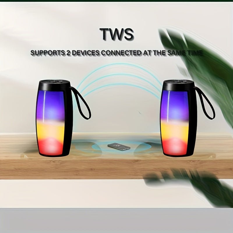 RGB Light BT5.0 Speaker Subwoofer TWS juftlashuvi bilan, katta xotira bilan portativ va simsiz, TF karta/AUX/USB qo'llab-quvvatlaydi. Rangli muhit yoritishi va 360° HD atrof-muhit ovozi bilan birga, mukammal uchun