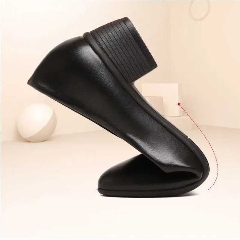 Women's Black TPU Mid-Heel Work Shoes Closed Toe All-Season Office Pumps