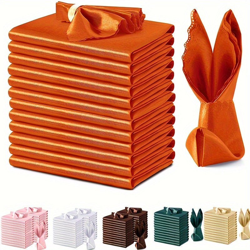 12pcs Satin Napkins and Velvet Table Runner Set 43x43cm for Wedding and Party Decor