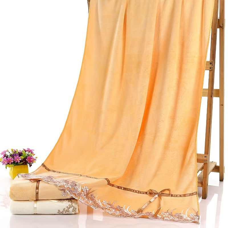 Lace Embroidery Towel Set 4-Piece Bath and Hand Towels Soft Absorbent