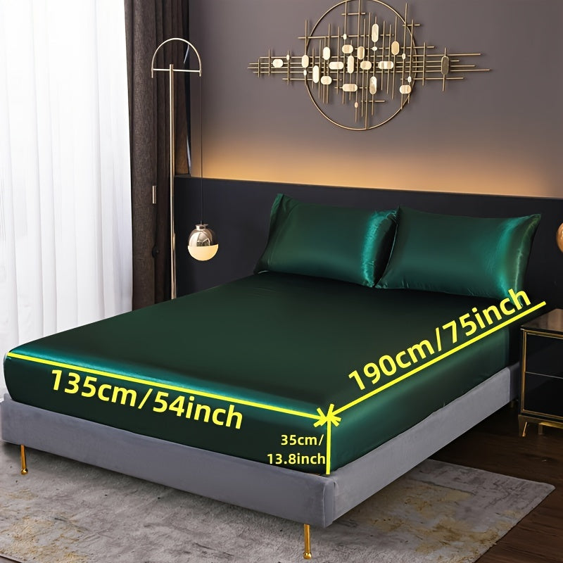 3-Piece Fitted Sheet Set with Pillowcases Polyester Bedding Soft Skin-Friendly