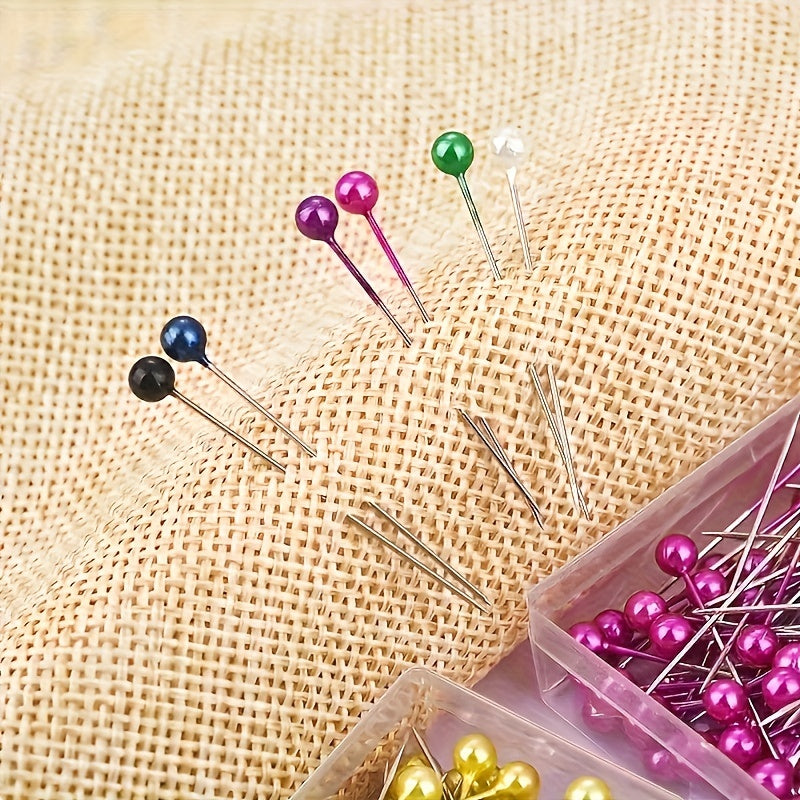 Set of 50 Multicolored Pearl Head Pins for Sewing and Crafts