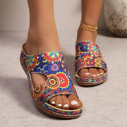 Women's Floral Print Slip-On Sandals - Lightweight, Breathable, Open Toe