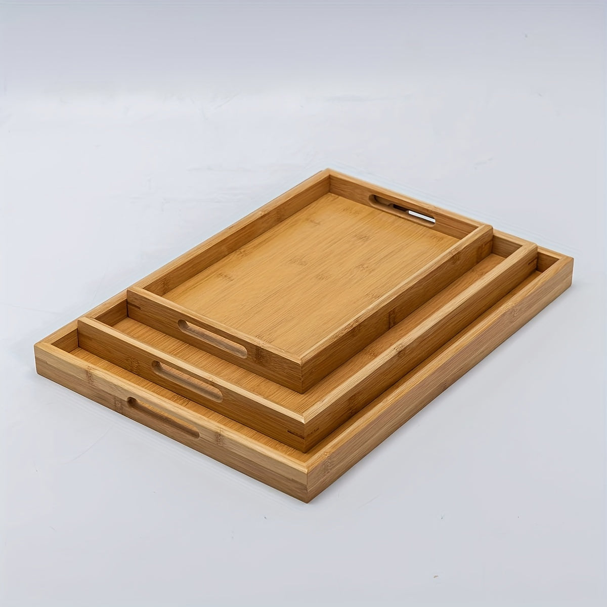 Bamboo Serving Tray with Handles for Eating, Working, and Storage