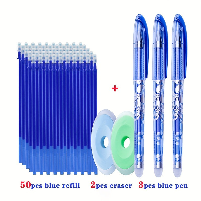 55-Piece Colored Erasable Gel Pen Refills 0.5mm for Office School Writing