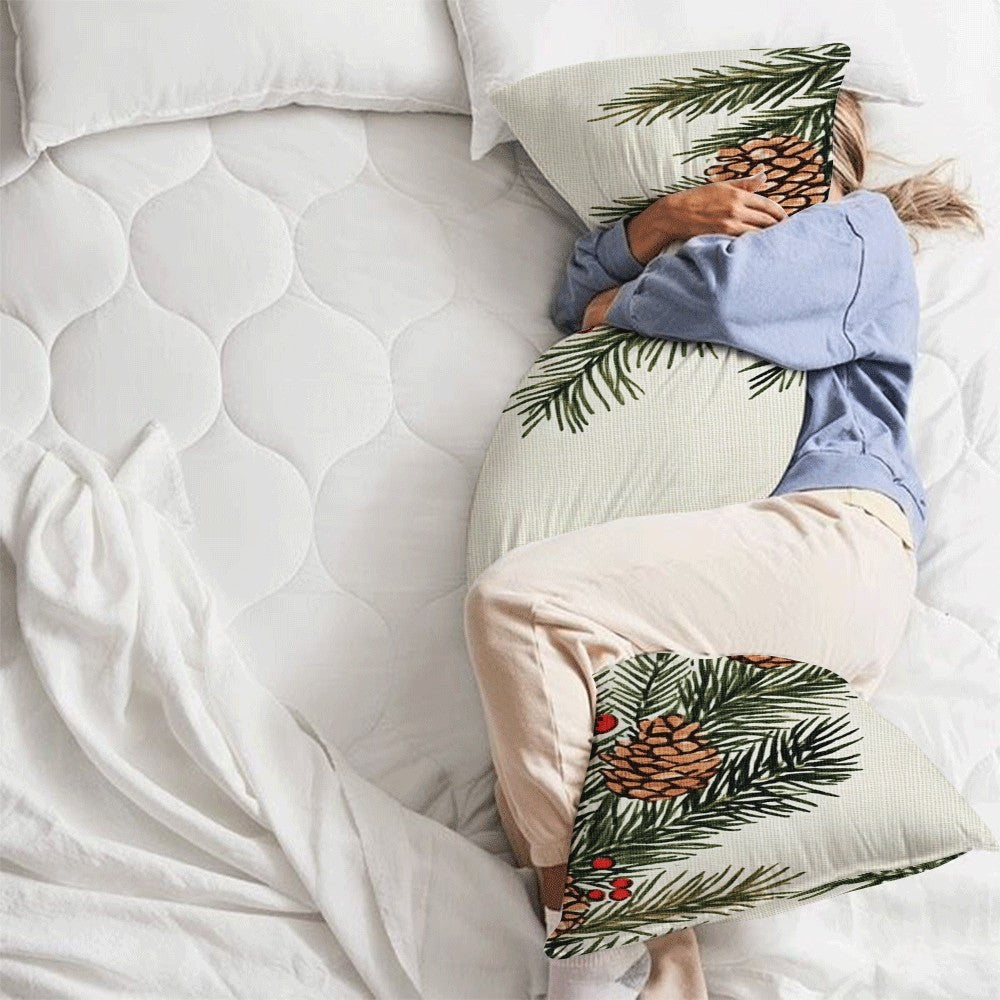 Funda de almohada de franela 137x51 cm con cremallera, lavable a máquina, diseño casual con piñón