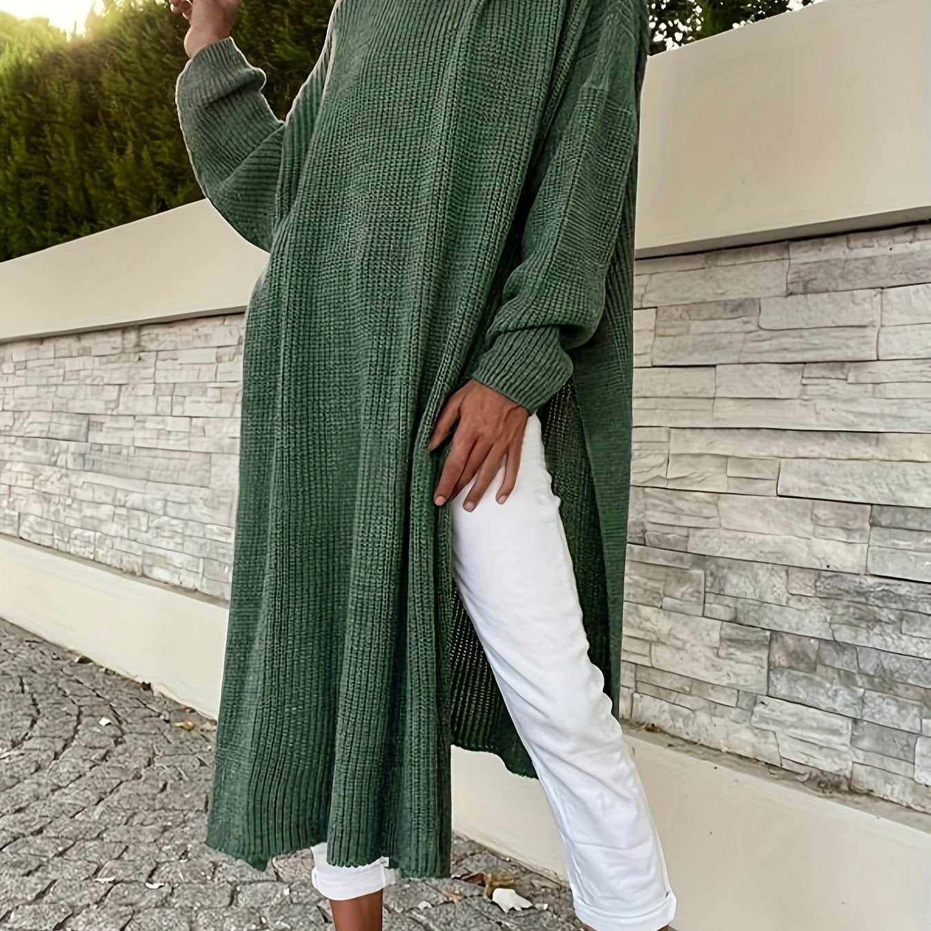 Plus Size Solid Hooded Knitted Top for Women Long Sleeve Fall Spring