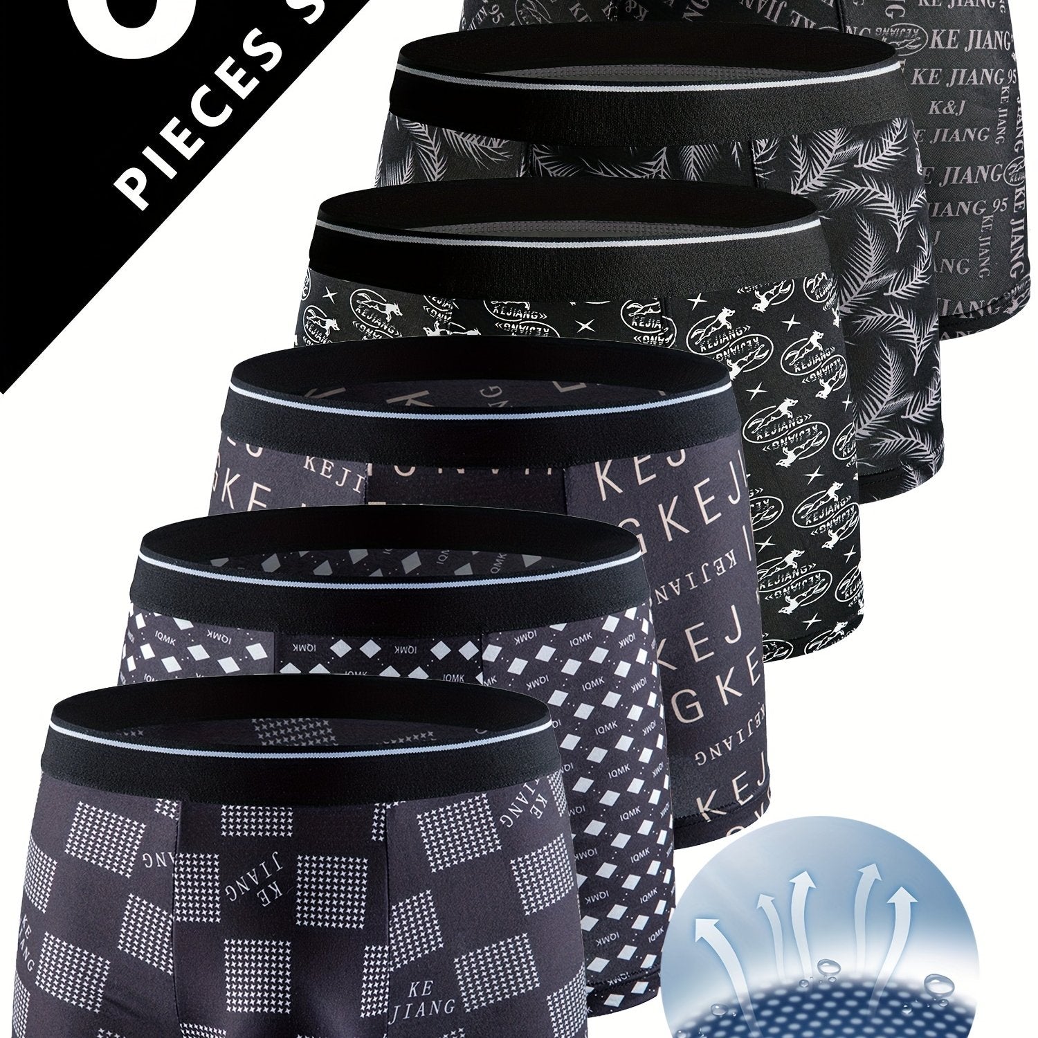 Men's Printed Cotton-Polyester Briefs Pack of 6 with Elastic Waistband Comfortable for Daily Wear