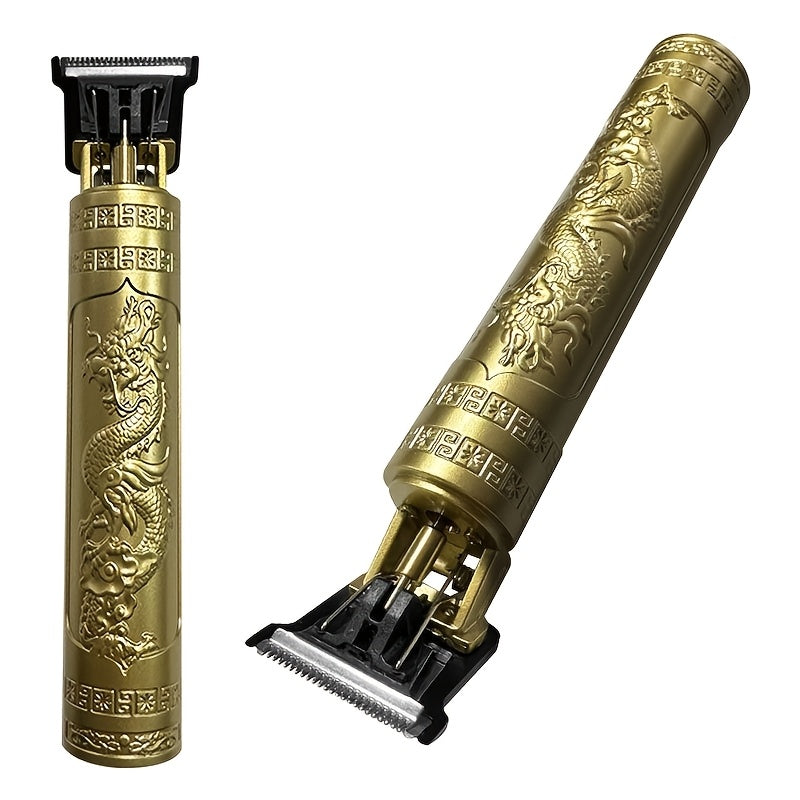 Retro Carved Electric Hair Clipper USB Rechargeable Portable Travel Grooming Tool