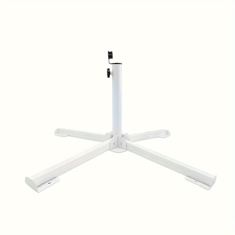 Portable White Plastic and Iron Patio Umbrella Base Stand Windproof Adjustable for Garden and Beach