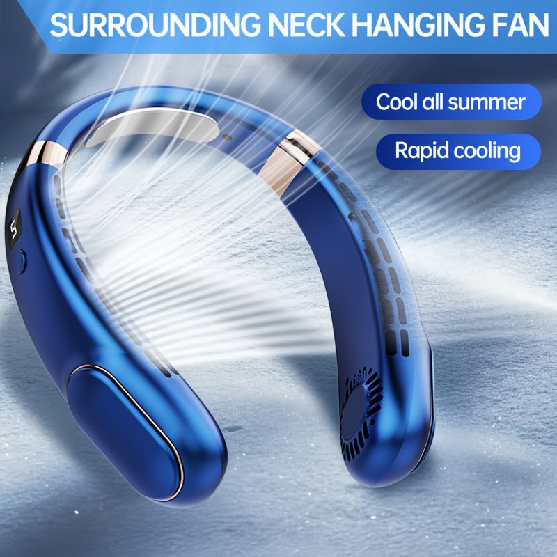 Portable High-Wind Neck Fan with Rechargeable Battery, 5-Speed, Bladeless, Quiet