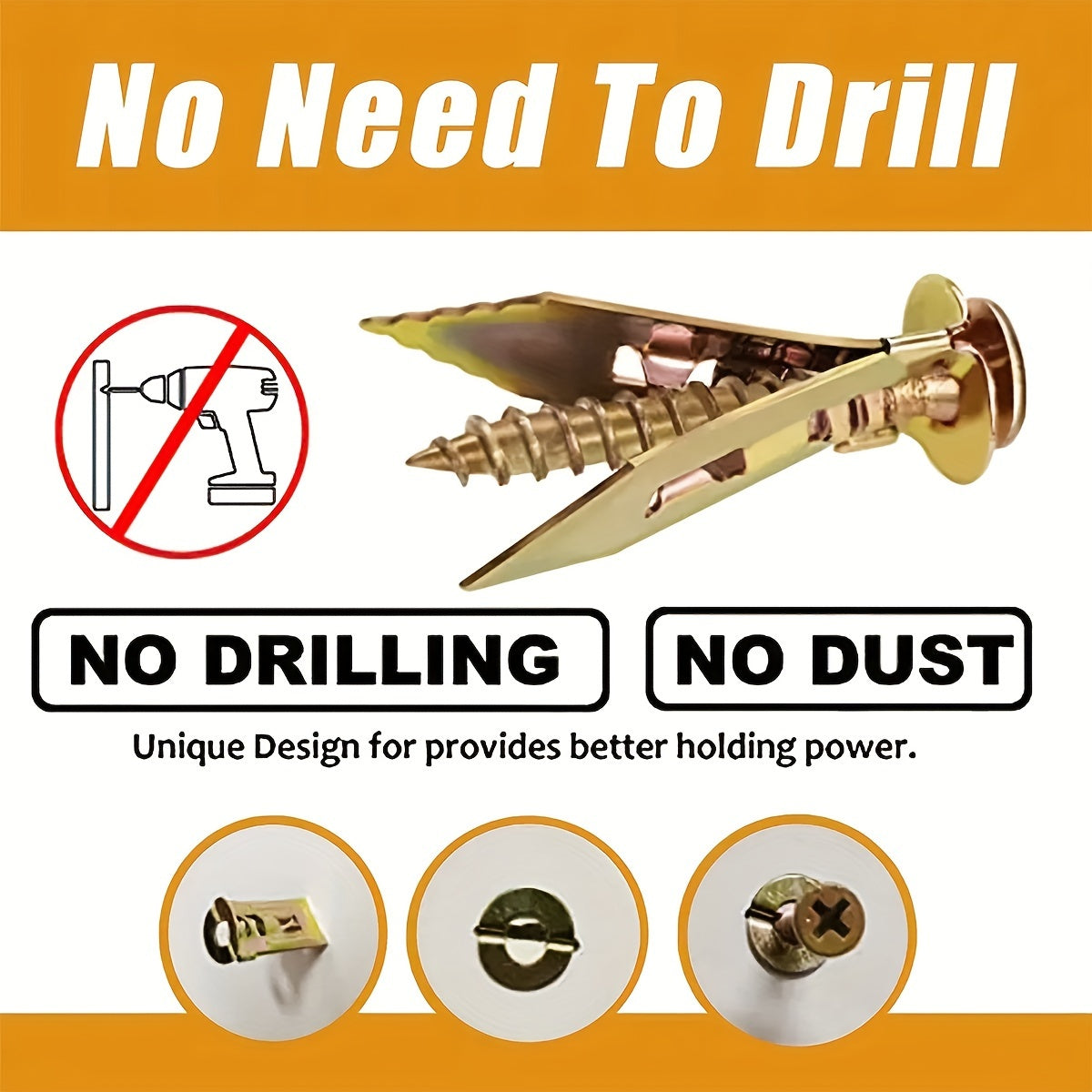 50/100/150 Pcs Galvanized Steel Self-Drilling Wall Anchors Drywall Inserts