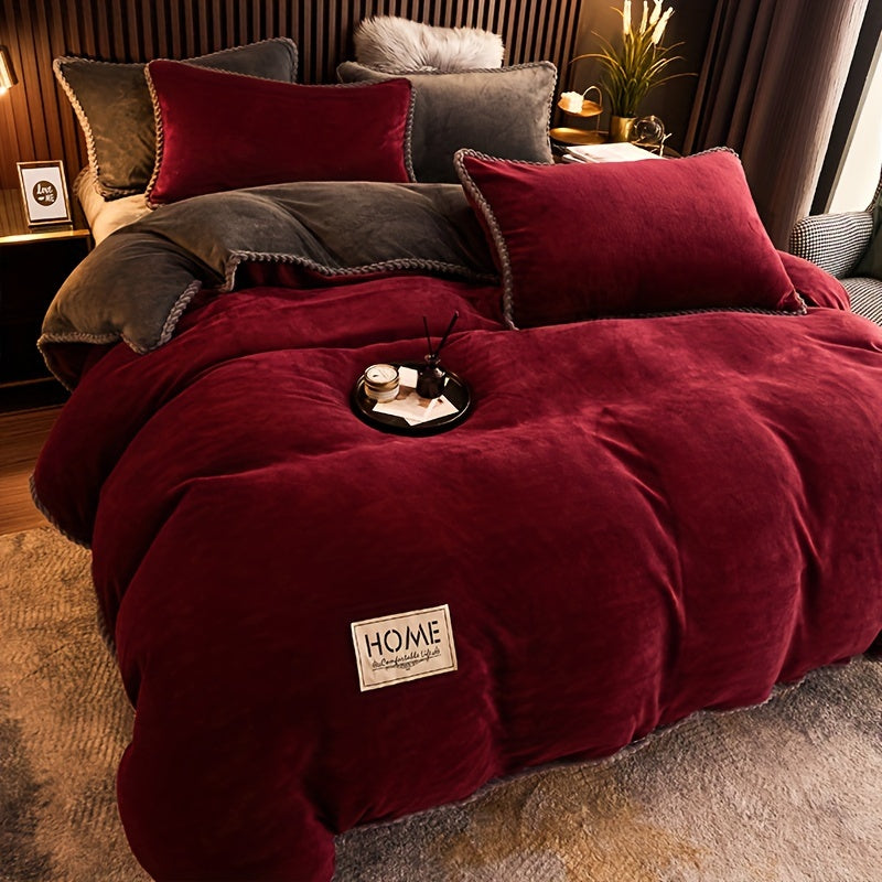 Reversible Velvet Duvet Cover with Coral Fleece Blanket for Warmth and Comfort
