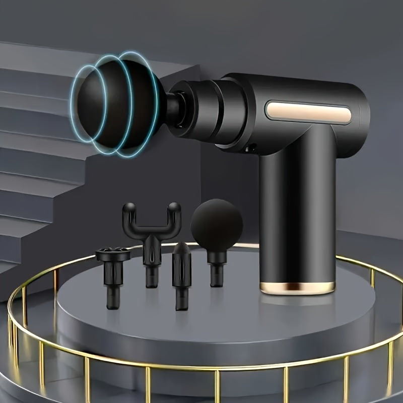 Portable Massage Gun with LED Touch Screen Rechargeable Lithium Battery 4 Interchangeable Heads Lightweight