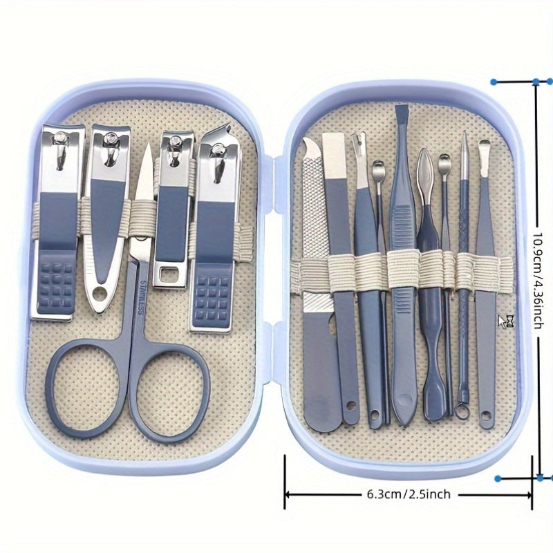 14-Piece Stainless Steel Manicure and Pedicure Set with Nail Clippers Shaping Tools and Storage Box