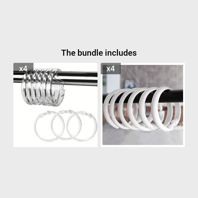 12 Premium Plastic O-Shaped Shower Curtain Rings for Bathroom Use