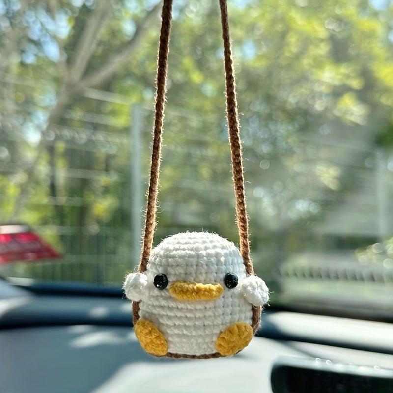 Women Handmade Hooked Weaving Animal Car Mirror Charm Decoration Pendant