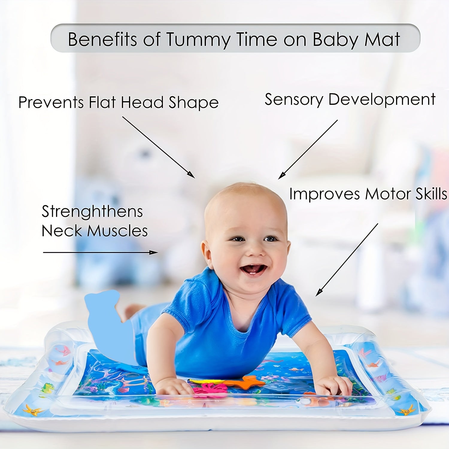 Kichkina suv matochaği 0-3 yoshlar uchun, qalinlashtirilgan PVC, interaktiv suv o'yin mato, ko'k va qizil