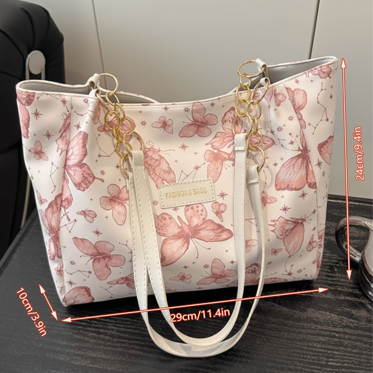Women's Canvas Tote Bag with Floral Butterfly Design for Daily Use and Travel