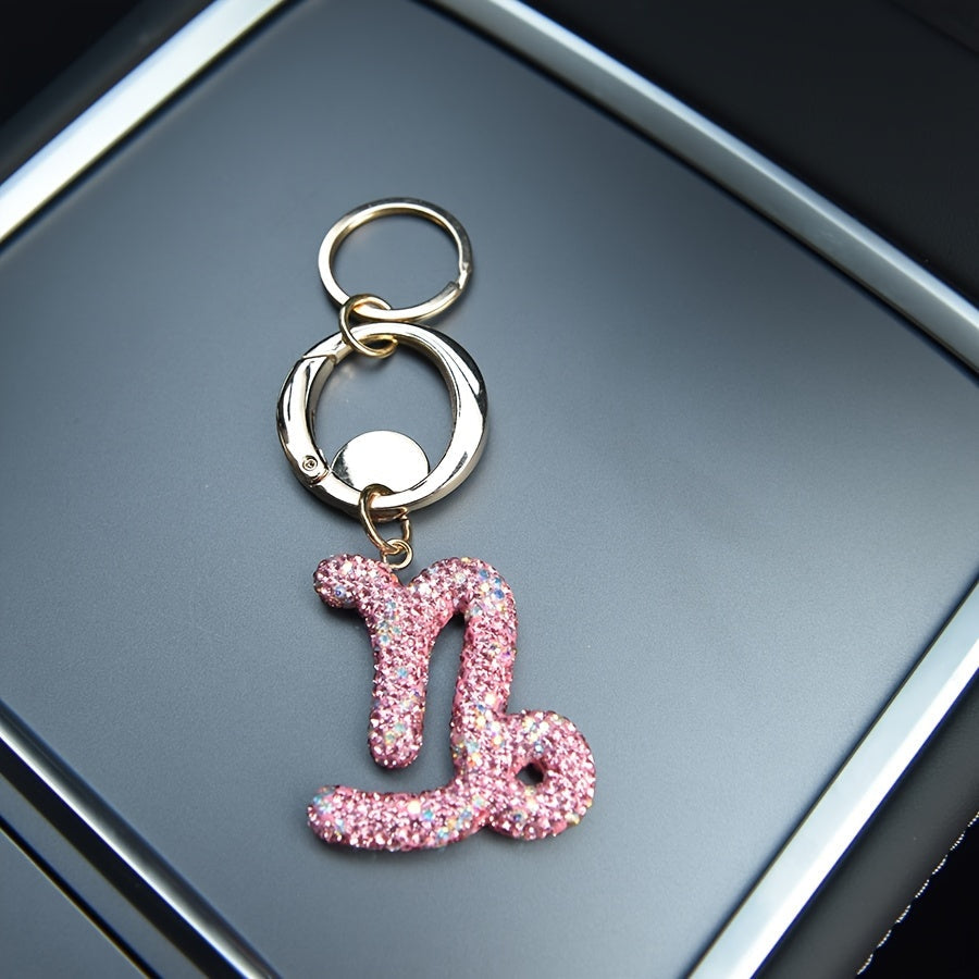 Llavero de resina rosa y metal con cristales para bolsos y mochilas