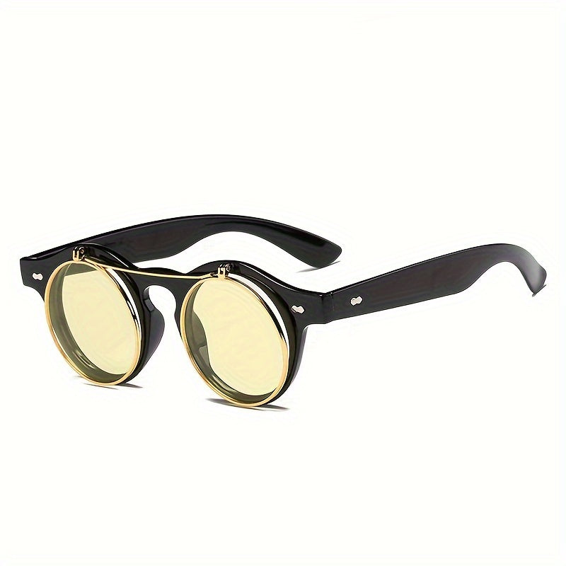 Gafas de doble capa vintage con marco redondo para fiestas en la playa y clubes, con almohadillas nasales ajustables