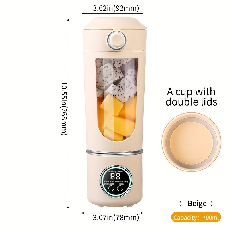 Portable USB Rechargeable Blender 23.67oz for Smoothies and Milkshakes with Digital Display and 12 Blades