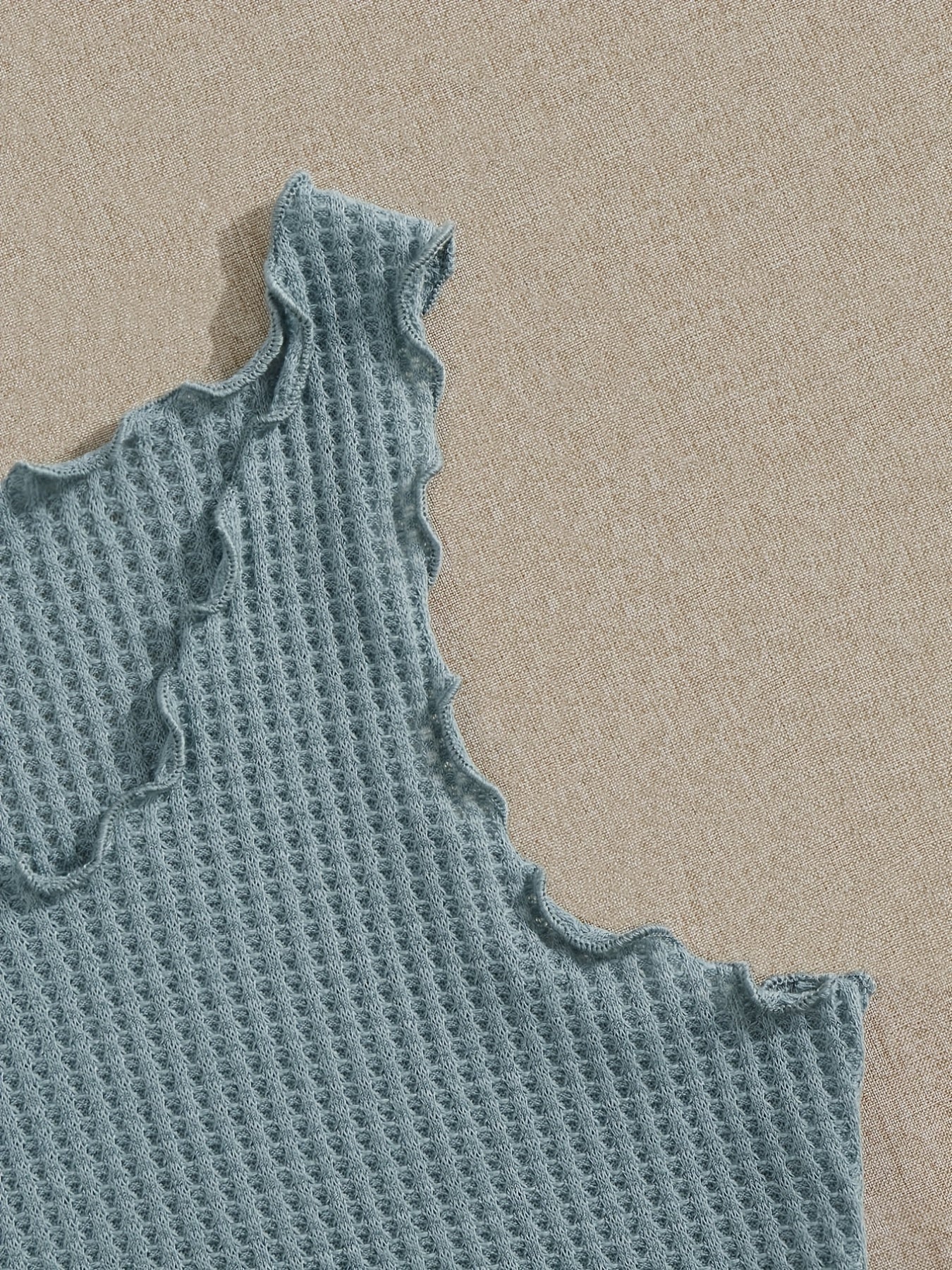 Women's Waffle Pajama Set Tank Top and Shorts Solid Color Micro Elasticity Sleepwear