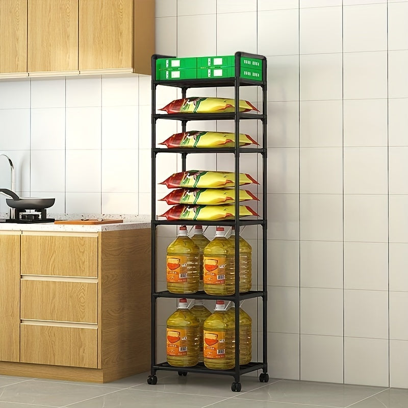 Estante de almacenamiento para cocina con ruedas, 6 niveles, de metal, organizador ahorrador de espacio