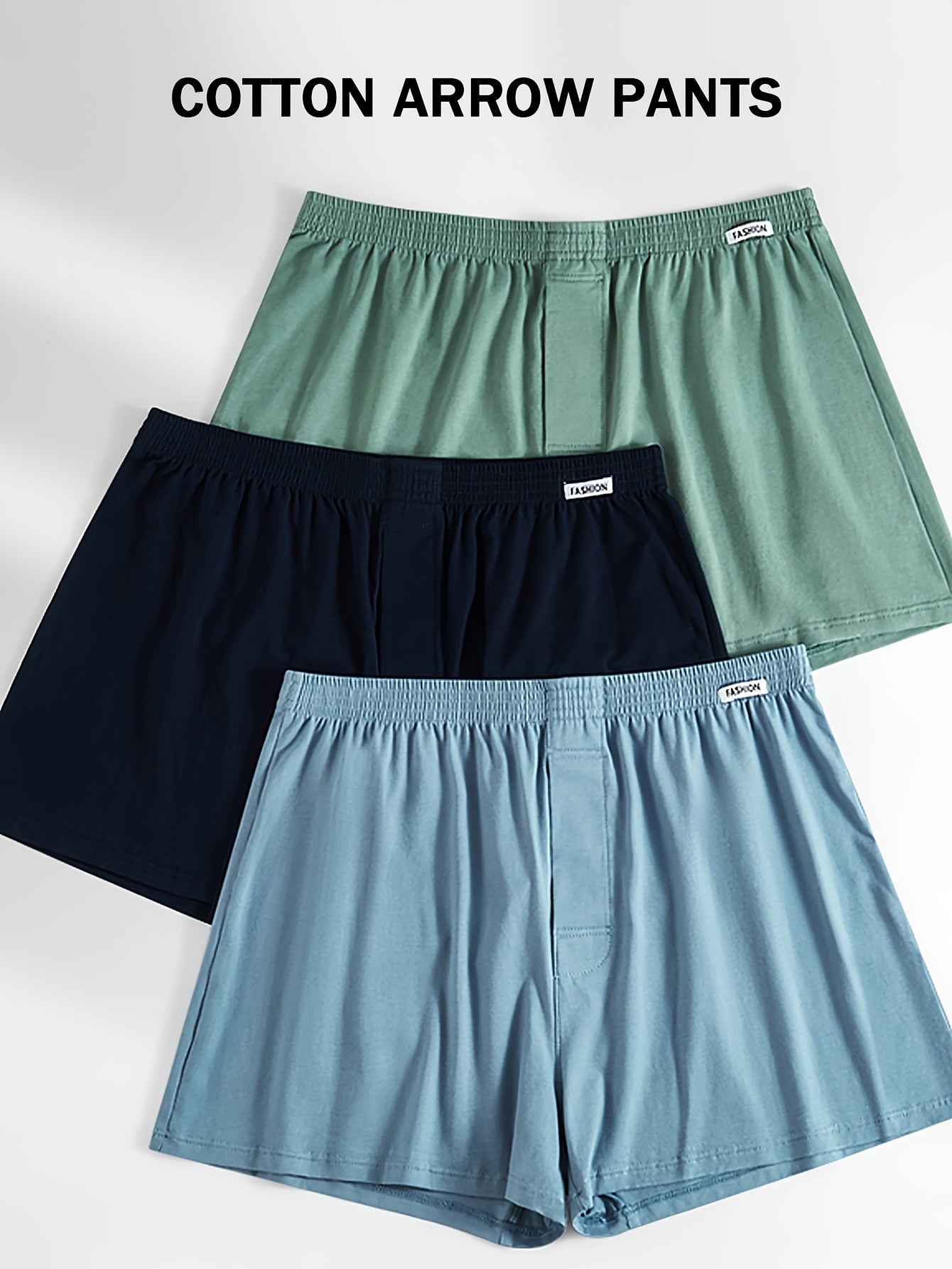 Men's Cotton Boxer Briefs 5-Pack Breathable High Stretch Knit Solid Color Loose Fit