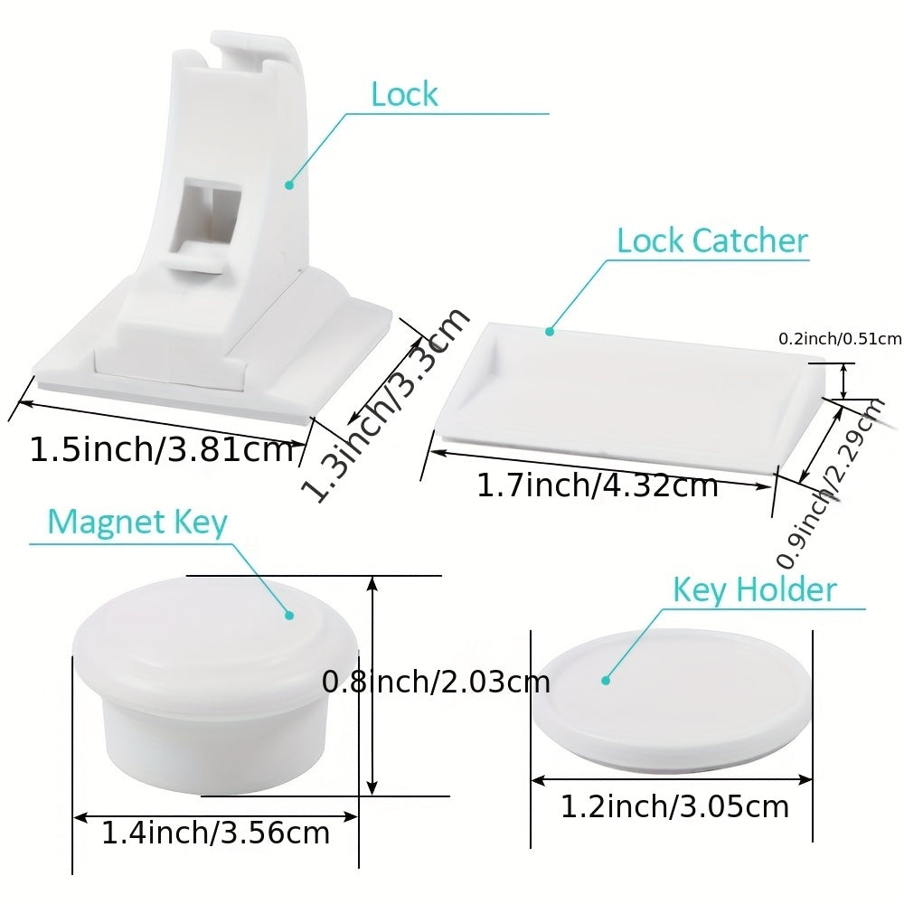 Bolalar xavfsizligi uchun qulflar to'plami 4 ta magnit qulflar va 1 ta kalit bilan, oshxona shkaflari, eshiklar va shkaflar uchun ko'rinmas qulflar