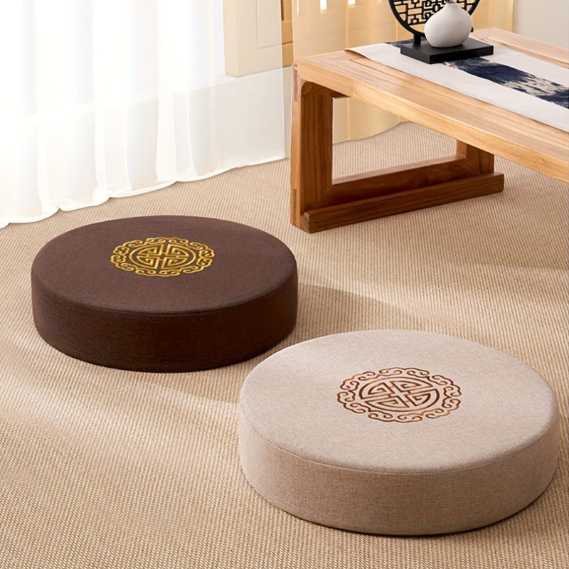 Round Tatami Floor Pillow for Meditation Non-Electrical Woven Fabric Cushion
