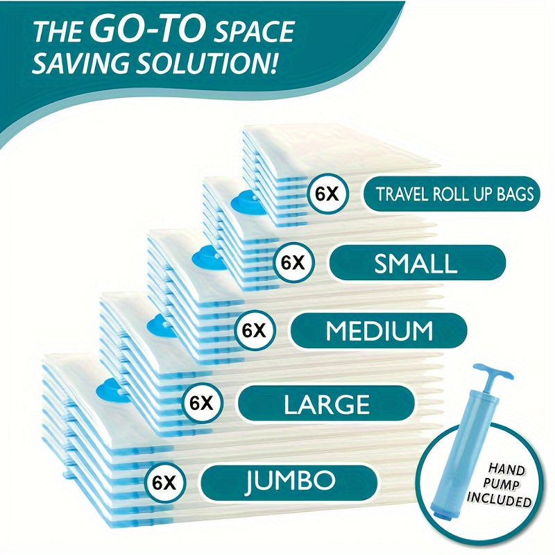 Vacuum Storage Bags Set 30 Pieces with Various Sizes for Clothes Bedding and Quilts