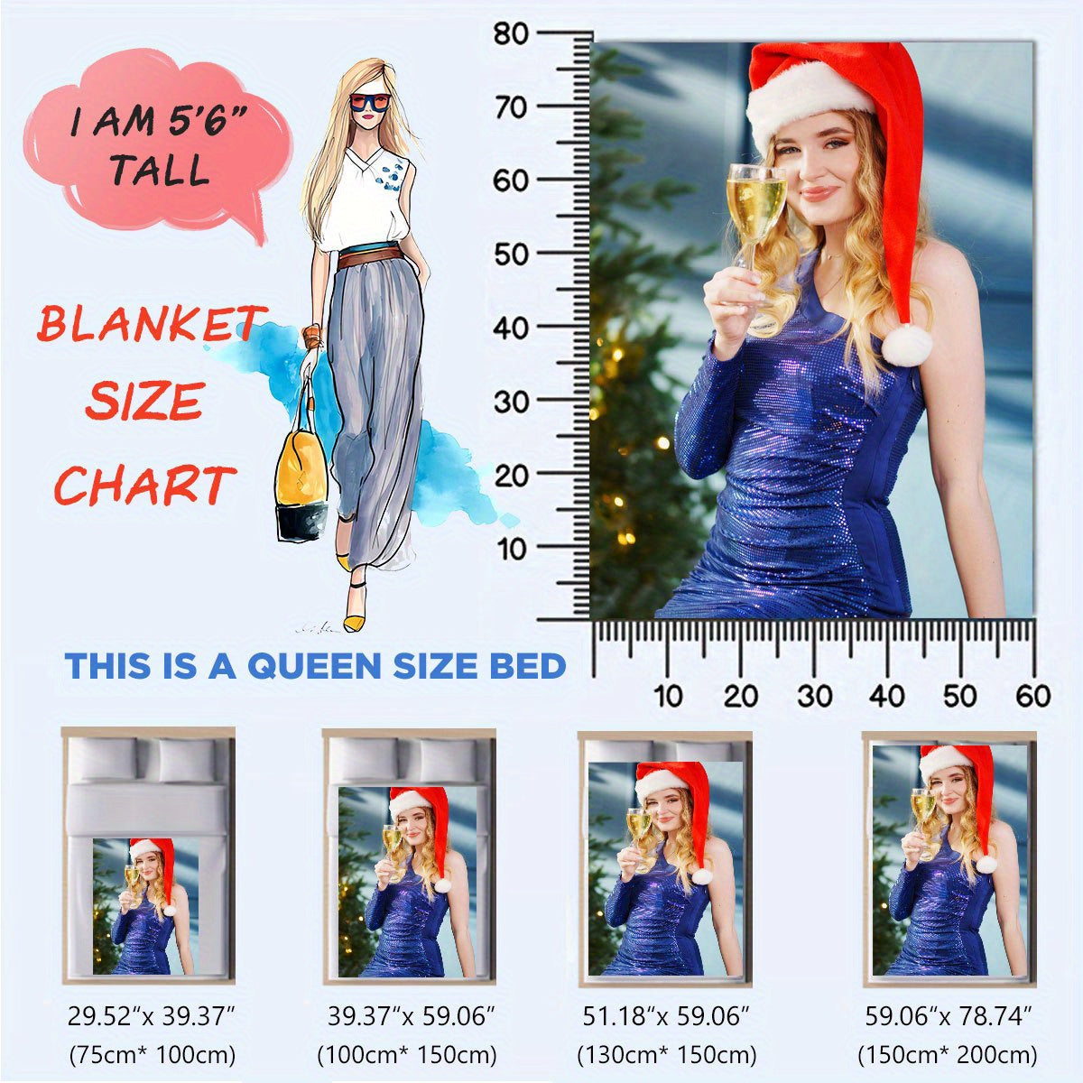 Personalized Flannel Fleece Throw Blanket with Photos and Text for Home Decor