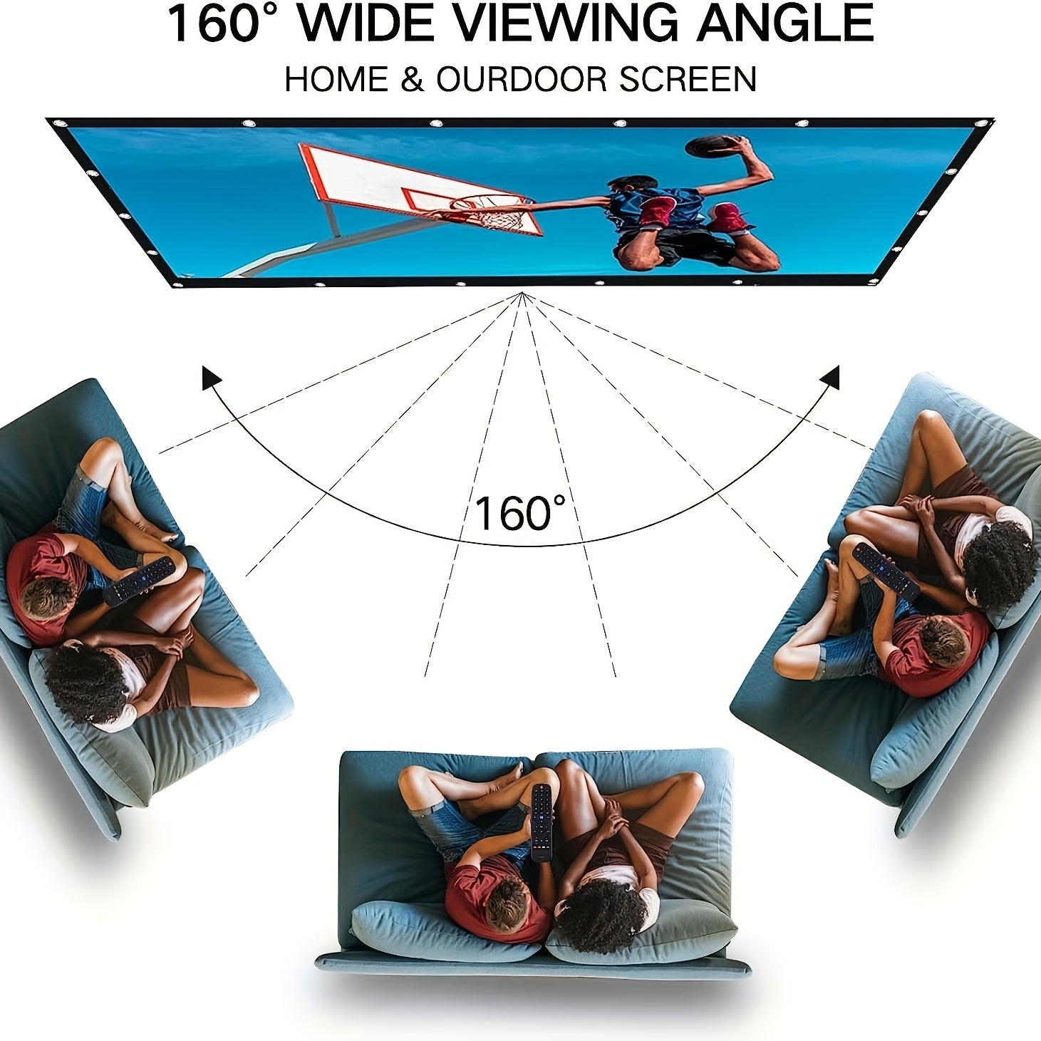 Portable HD Projection Screen 72-100 Inch Foldable Indoor Outdoor Anti-Wrinkle