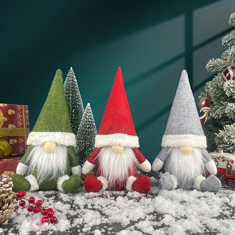 Handmade Scandinavian Christmas Gnome Decorations in Polyester Fabric for Festive Home Decor