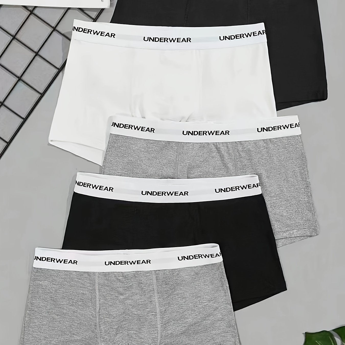 Men's Cotton Boxer Briefs Breathable Stretch Solid Color Pack of 5