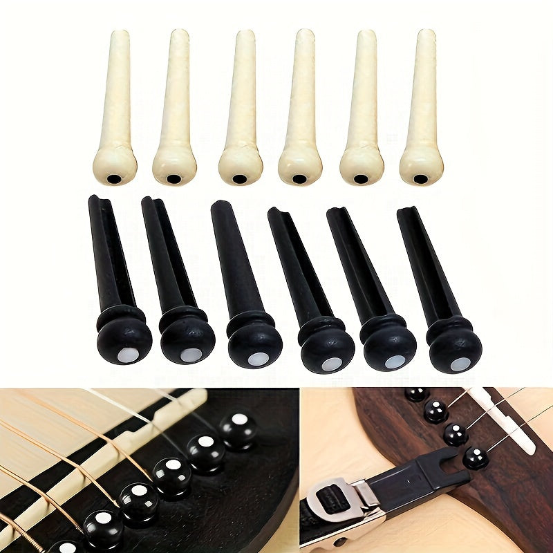 6-String Acoustic Guitar Set with Saddle Nut Bridge Pins Black White Accessories