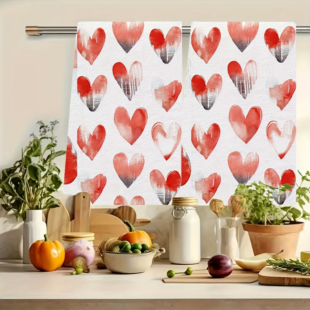 Paquete de 2 toallas de cocina para el Día de San Valentín, ultra suaves y absorbentes, 40x60cm, con estampado de corazones y animales