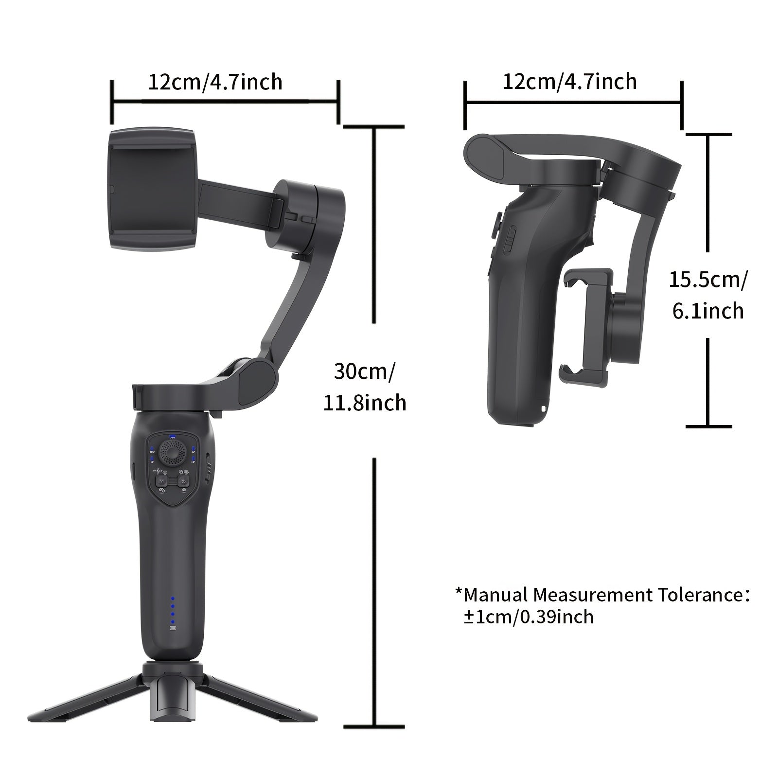 3-Axis Smartphone Stabilizer with RGB Lighting Face Tracking Wireless Rechargeable Video Gimbal