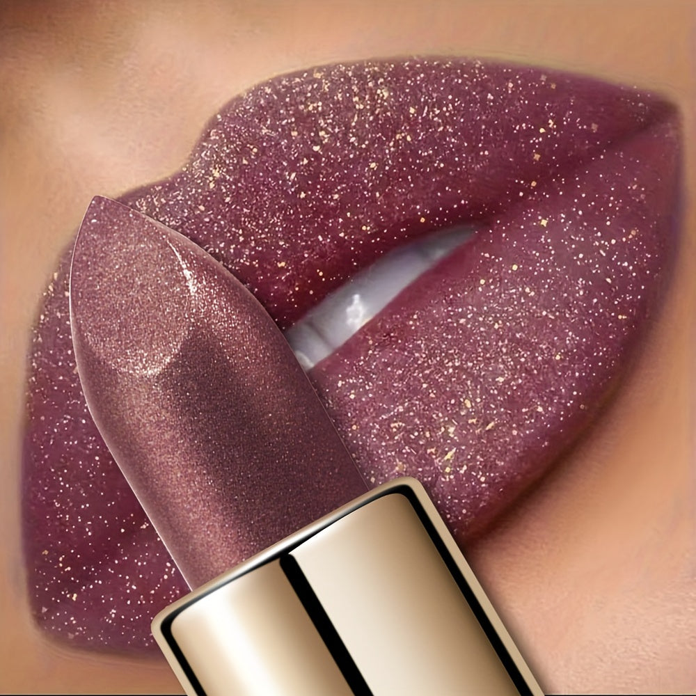 Mujer lápiz labial no difuminar burdeos oro brillo brillo duradero brillante