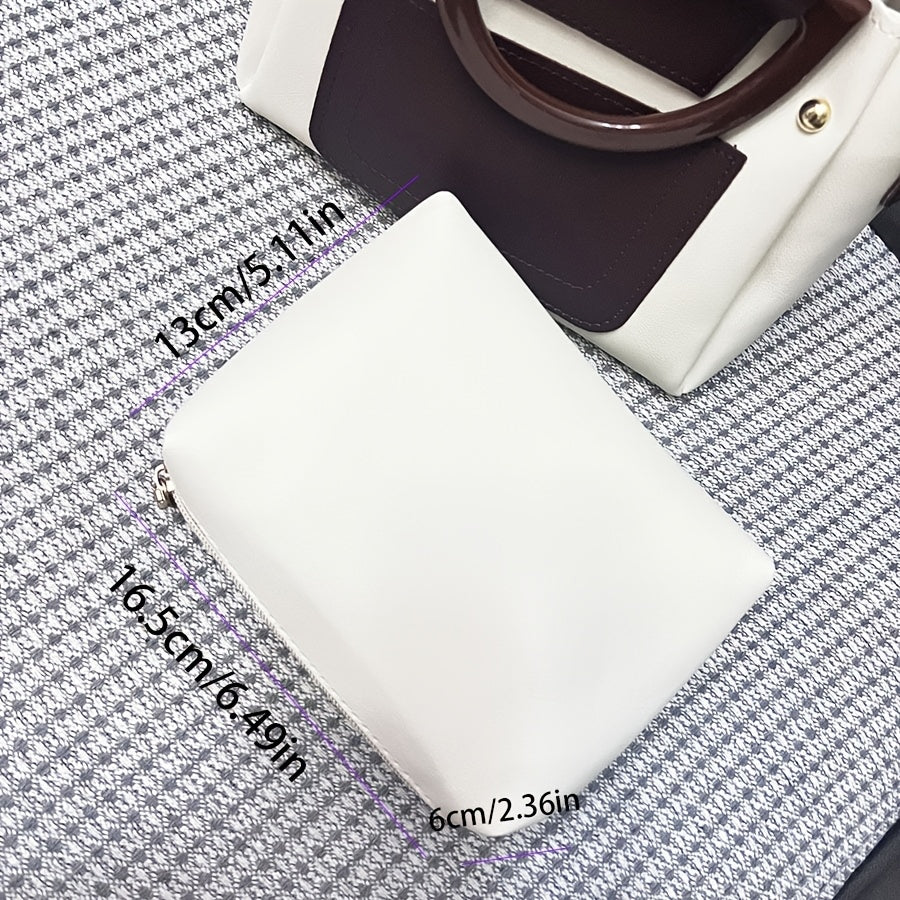 Women's Korean-Style PU Bucket Bag with Zipper Closure and Crossbody Strap