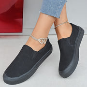 Women's White Slip-On Sneakers Low Top Casual Shoes with Thick Sole
