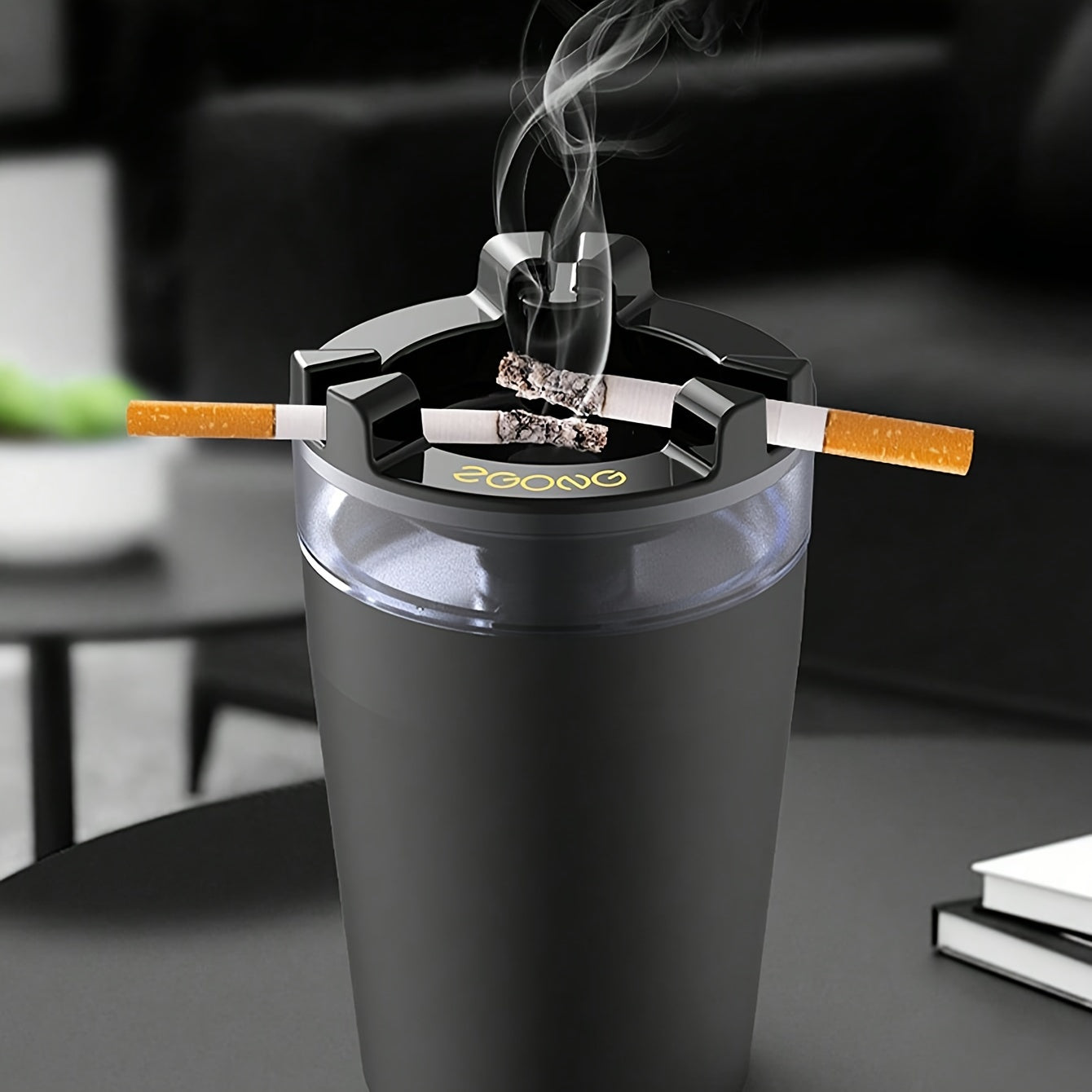 Portable Cup-Shaped Ashtray with Water Tank for Home and Car Use