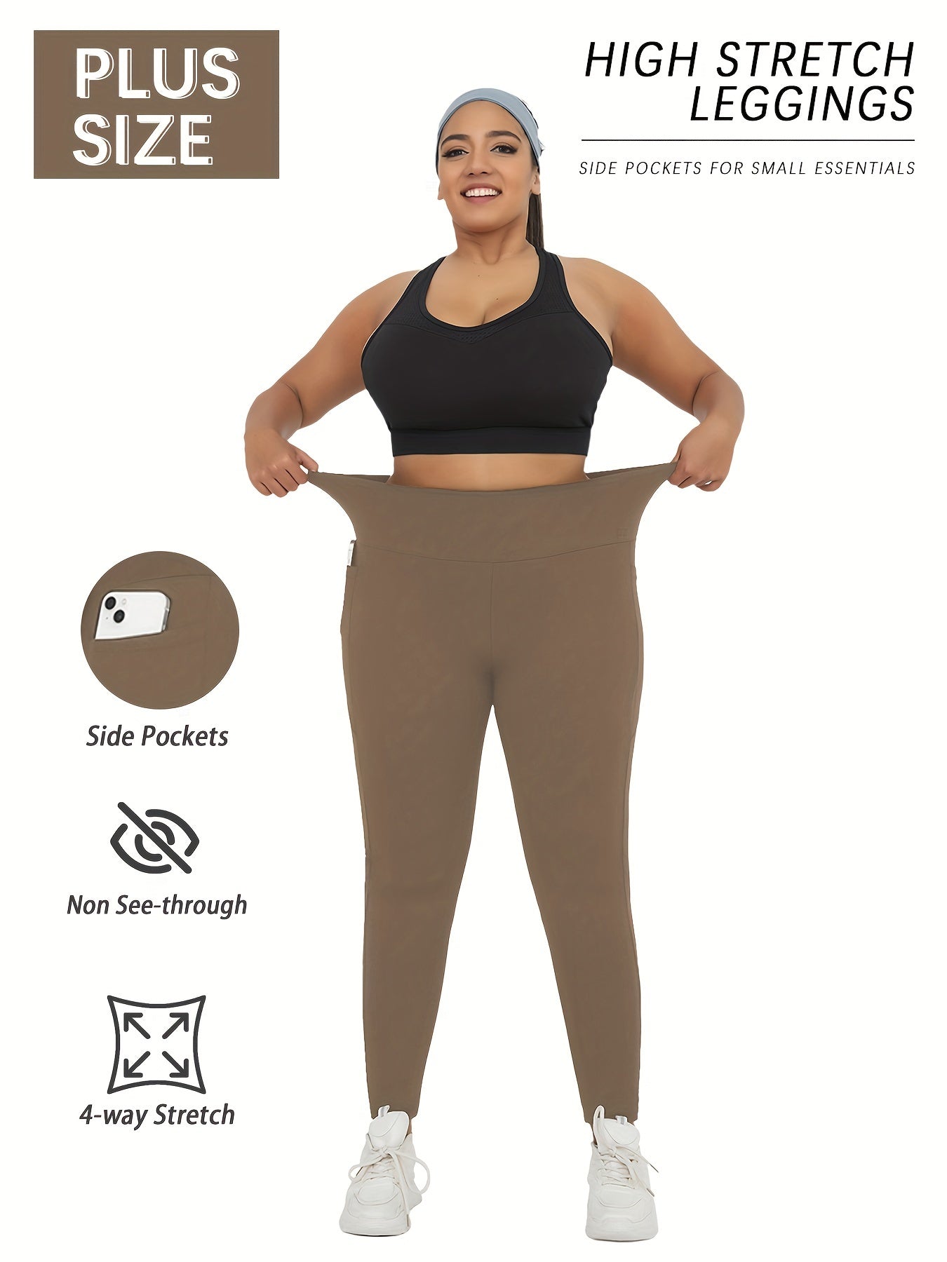 Plus Size Women's Soft High Waist Leggings Tummy Control Yoga Workout
