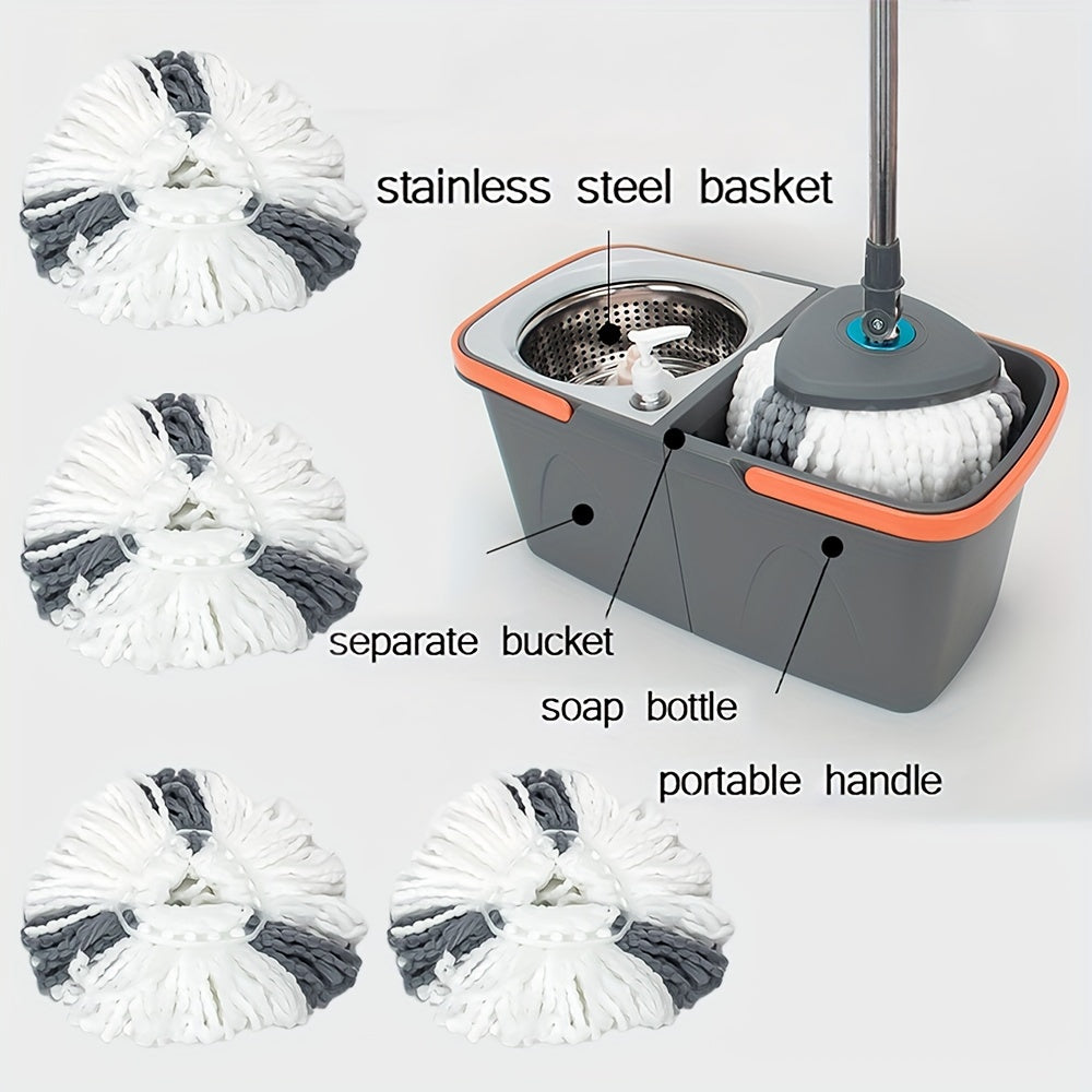 Triangle Rotating Mop Set with Square Bucket and Water Separation for Hardwood and Tile Floors