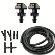 Universal Car Windshield Wiper Nozzle Set 100cm Hose 6 Connectors Dual Spray