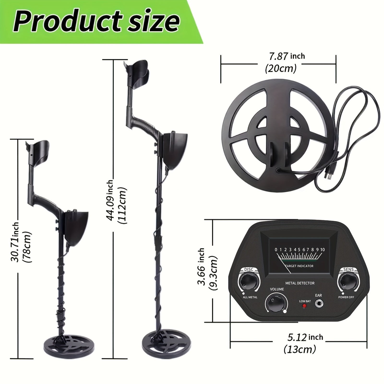 Adult Metal Detector with 8-Inch Coil, Adjustable Sensitivity for Treasure Hunting